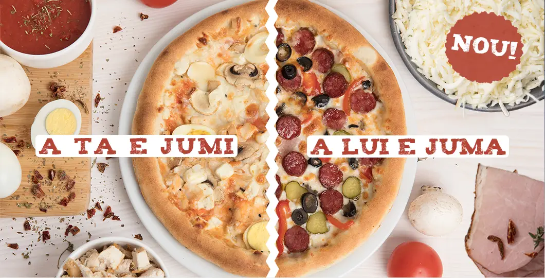 Pizza Jumi-Juma: soluția pentru când nu vă înțelegeți la toppinguri